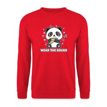 Wear The Sound – Kawaii Melodious Panda - Unisex Sweatshirt - red - Front - Alina (178cm) & Michal (187cm)