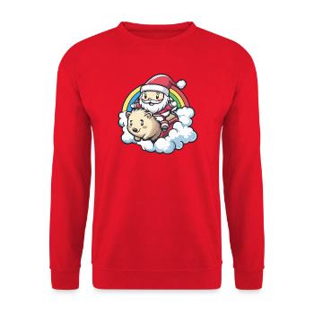 Hedgehog Santa Claus Christmas - Unisex Sweatshirt - red - Front - Alina (178cm) & Michal (187cm)