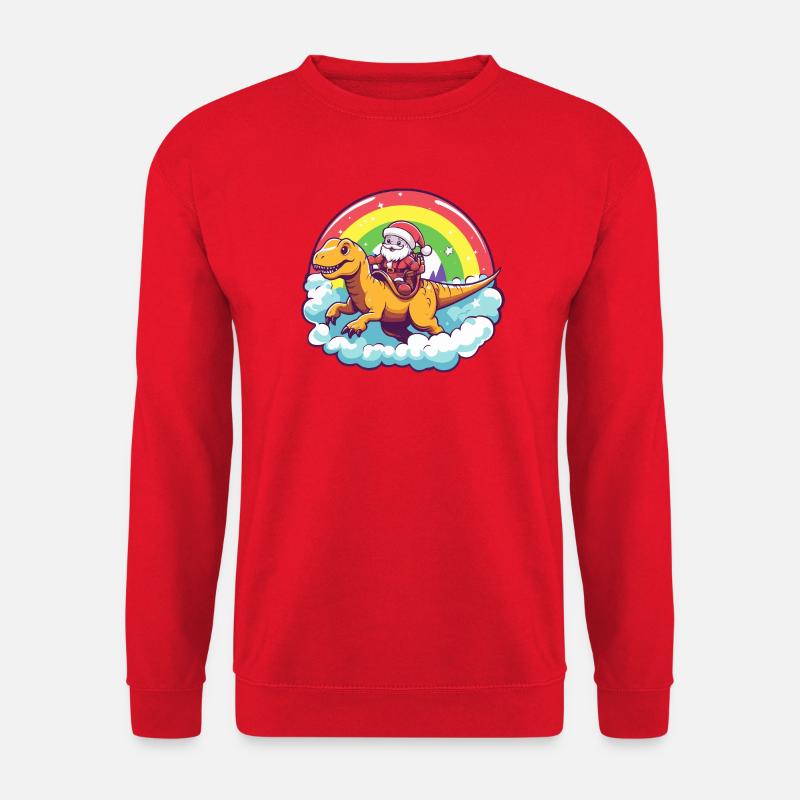 Dinosaurier T-Rex Weihnachtsmann Weihnachten - Unisex Pullover - Rot