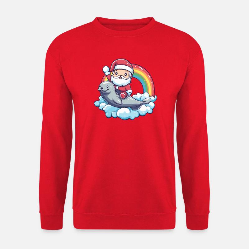 Robbe Tier Weihnachtsmann Weihnachten - Unisex Pullover - Rot