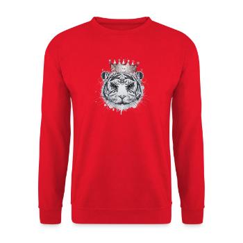 Tigre blanc avec couronne – Élégant grand chat - Sweat-shirt Unisexe - rouge - Devant - Alina (178cm) & Michal (187cm)