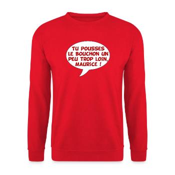 Mauritius und der Korken sind zu weit vorgedrungen - Unisex Pullover - Rot - Vorne - Alina (178cm) & Michal (187cm)