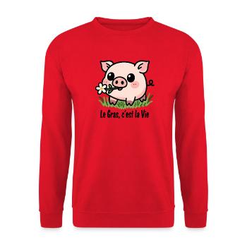 Le Gras, c'est la Vie - Sweat-shirt Unisexe - rouge - Devant - Alina (178cm) & Michal (187cm)