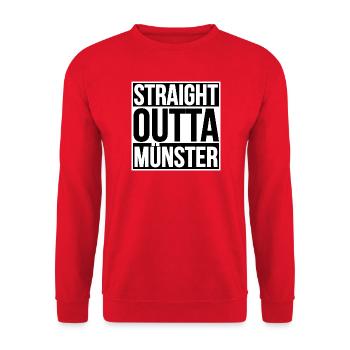 Straight Outta Münster - Unisex Pullover - Rot - Vorne - Alina (178cm) & Michal (187cm)