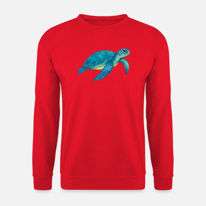 Blaue Meeresschildkröte Aquarell - Unisex Pullover - Rot