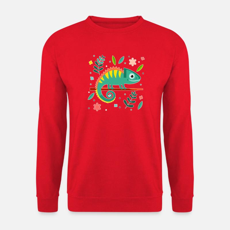 Chameleon (Plain and Leaves) - Unisex Sweatshirt - red