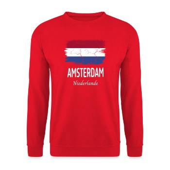 Amsterdam - Unisex Pullover - Rot - Vorne - Alina (178cm) & Michal (187cm)