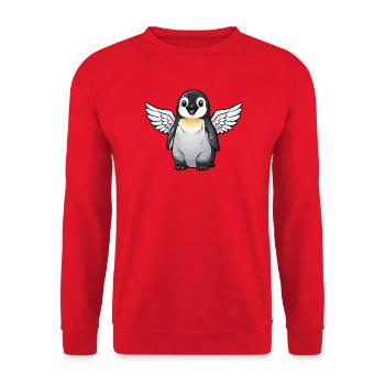 Ange pingouin mignon avec des ailes oiseau de dessin animé - Sweat-shirt Unisexe - rouge - Devant - Alina (178cm) & Michal (187cm)