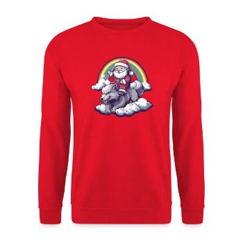 Loup Père Noël Noël - Sweat-shirt Unisexe - rouge - Devant - Alina (178cm) & Michal (187cm)