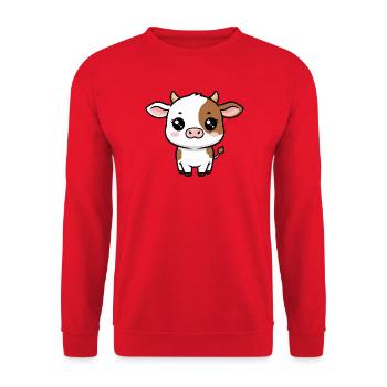 Little Cute Cow Kawaii - Unisex Sweatshirt - red - Front - Alina (178cm) & Michal (187cm)