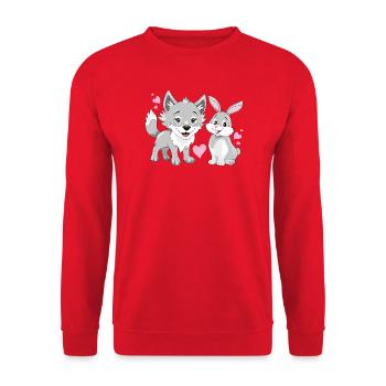 Bébé loup heureux et mignon lapin souriant - Sweat-shirt Unisexe - rouge - Devant - Alina (178cm) & Michal (187cm)