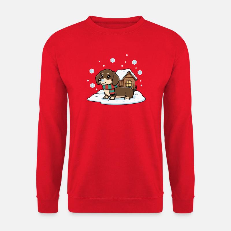Dackel im Schnee - Unisex Pullover - Rot