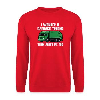 I wonder if garbage trucks are thinking of me - Unisex Sweatshirt - red - Front - Alina (178cm) & Michal (187cm)