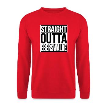 STRAIGHT OUTTA Eberswalde - Unisex Pullover - Rot - Vorne - Alina (178cm) & Michal (187cm)