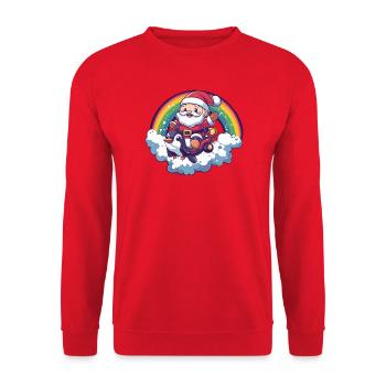 Pinguin Weihnachtsmann Weihnachten - Unisex Pullover - Rot - Vorne - Alina (178cm) & Michal (187cm)