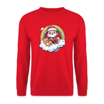 Eichhörnchen Weihnachtsmann Weihnachten - Unisex Pullover - Rot - Vorne - Alina (178cm) & Michal (187cm)