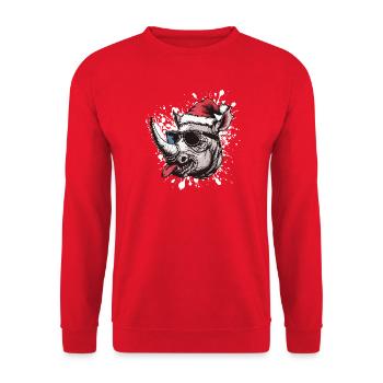 Nashorn Weihnachten Lustig - Unisex Pullover - Rot - Vorne - Alina (178cm) & Michal (187cm)