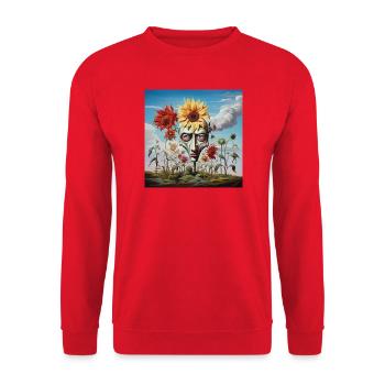 Surreal Sun Head Face - Unisex Sweatshirt - red - Front - Alina (178cm) & Michal (187cm)
