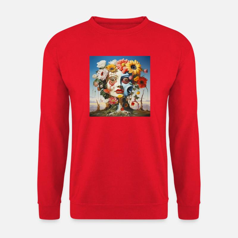 Blütenmasken Doppelgesicht - Unisex Pullover - Rot