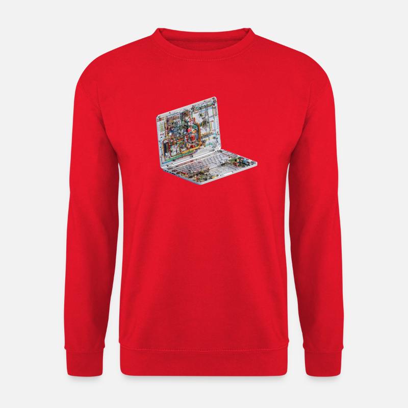 Transparent CAD circuit art on laptops - Unisex Sweatshirt - red