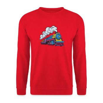 Dampflokomotive Farbexplosion - Unisex Pullover - Rot - Vorne - Alina (178cm) & Michal (187cm)