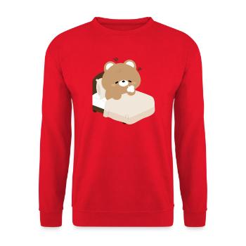 Ours endormi sur le lit - Sweat-shirt Unisexe - rouge - Devant - Alina (178cm) & Michal (187cm)