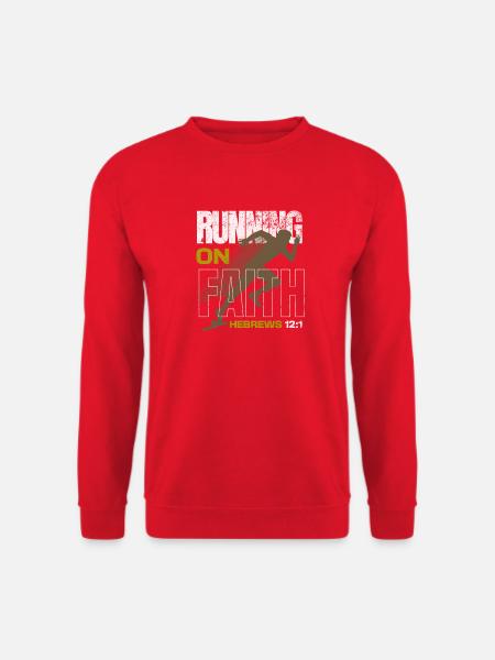 🏃♂️Green “Running on Faith – Hebrews 12:1” - Unisex Sweatshirt - red
