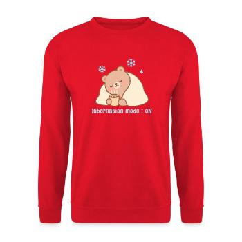 Hibernation mode - Ours cosy kawaii hiver - Sweat-shirt Unisexe - rouge - Devant - Alina (178cm) & Michal (187cm)