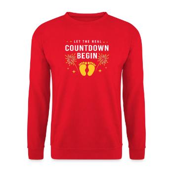 Gender Reveal Neujahr - Unisex Pullover - Rot - Vorne - Alina (178cm) & Michal (187cm)