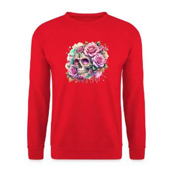 Flowers Skull Beauty Bloom - Unisex Sweatshirt - red - Front - Alina (178cm) & Michal (187cm)