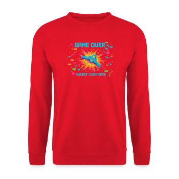 Game Over Neon Arcade Game - Unisex Pullover - Rot - Vorne - Alina (178cm) & Michal (187cm)