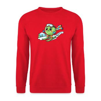 Skiing Watermelon Kawaii Winter Sports Fun - Unisex Sweatshirt - red - Front - Alina (178cm) & Michal (187cm)