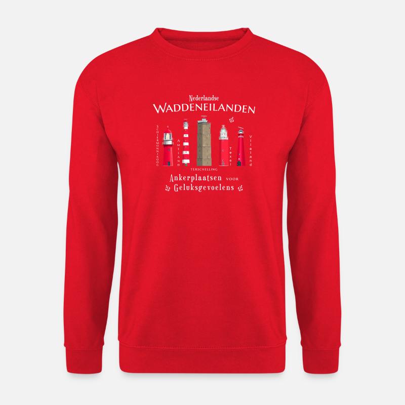 Ameland, Texel, Terschellingen Handzeichnung - Unisex Pullover - Rot