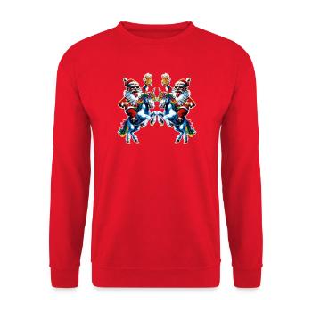 Santa Claus Beer Unicorn Christmas - Unisex Sweatshirt - red - Front - Alina (178cm) & Michal (187cm)
