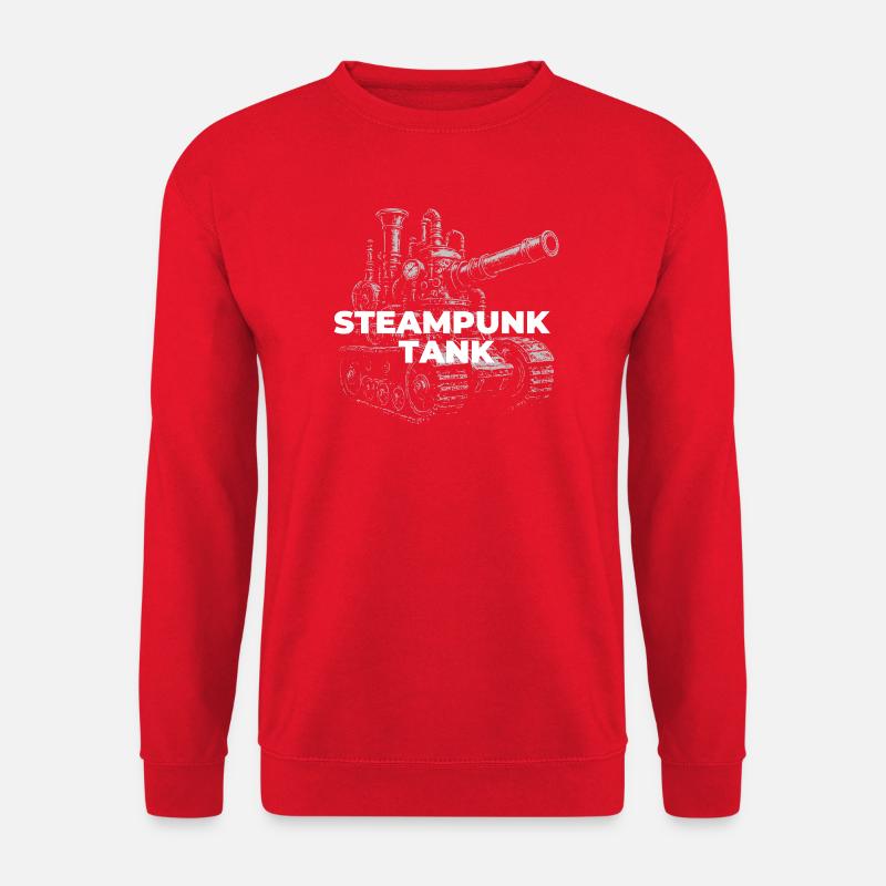 Steampunk Tank Gearwork Print - Unisex Sweatshirt - red