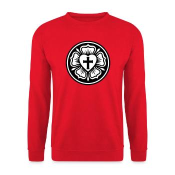 Lutheran Rose - Unisex Sweatshirt - red - Front - Alina (178cm) & Michal (187cm)