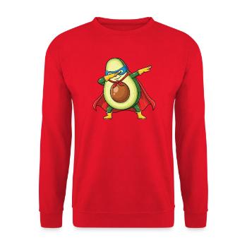 Avocado Held Vegetables Strong Vegan Role Model - Unisex Sweatshirt - red - Front - Alina (178cm) & Michal (187cm)