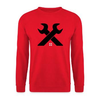 Haus & Handwerk Logo – Schraubenschlüssel gekreuzt - Unisex Pullover - Rot - Vorne - Alina (178cm) & Michal (187cm)