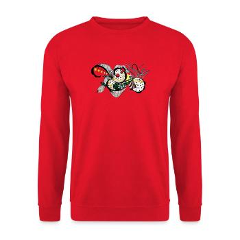Motif Fantasy Tourbillon de Fleurs - Sweat-shirt Unisexe - rouge - Devant - Alina (178cm) & Michal (187cm)