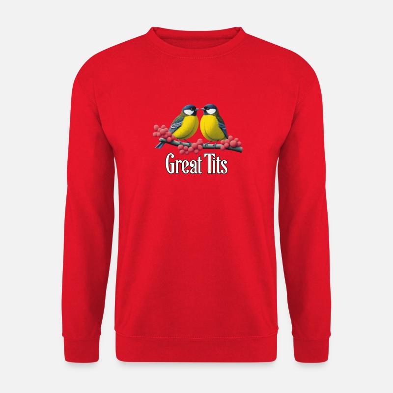 Great Tits Duo on Red Berries - Unisex Sweatshirt - red