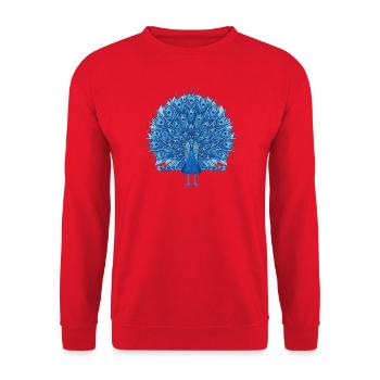Cobalt Blue Peacock Fan - Unisex Sweatshirt - red - Front - Alina (178cm) & Michal (187cm)