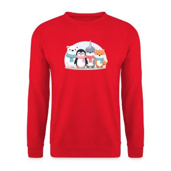 Süße Winter Tiere Shirts Kinder - Unisex Pullover - Rot - Vorne - Alina (178cm) & Michal (187cm)
