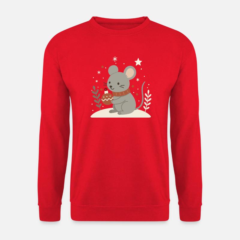 Winterliche Maus mit Weihnachtskugel – Tiermotiv - Unisex Pullover - Rot