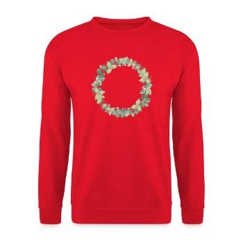 Délicate couronne de Noël avec de la gaulthérie et des baies - Sweat-shirt Unisexe - rouge - Devant - Alina (178cm) & Michal (187cm)