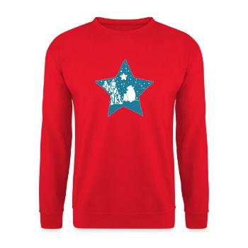 Eisbaer_im_Stern - Unisex Pullover - Rot - Vorne - Alina (178cm) & Michal (187cm)