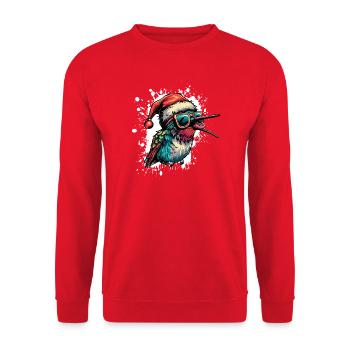 Colibri Oiseau Noël Drôle - Sweat-shirt Unisexe - rouge - Devant - Alina (178cm) & Michal (187cm)