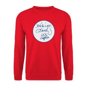 Du und ich sind Erde 1661 - Unisex Pullover - Rot - Vorne - Alina (178cm) & Michal (187cm)