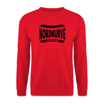 Leverkusen Nordkurve Hoodie, schwarz  - Unisex Pullover - Rot - Vorne - Alina (178cm) & Michal (187cm)