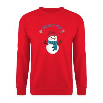 Bonhomme de neige amusant - Sweat-shirt Unisexe - rouge - Devant - Alina (178cm) & Michal (187cm)