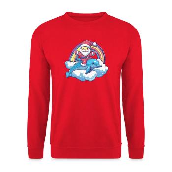 Dolphin Santa Claus Christmas - Unisex Sweatshirt - red - Front - Alina (178cm) & Michal (187cm)